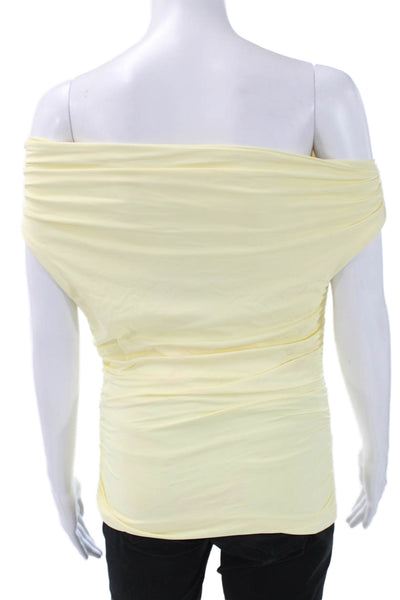 Meshki Womens Yellow Off the Shoulder Basic Blouse Sleeveless Size M