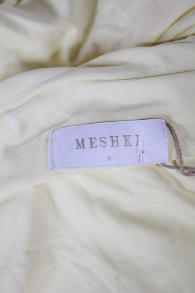 Meshki Womens Yellow Off the Shoulder Basic Blouse Sleeveless Size M