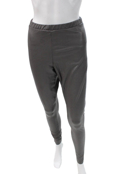 Naked Wardrobe Womens Ankle Leggings Gray Polyurethane Size M