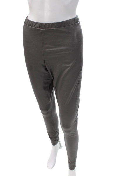Naked Wardrobe Womens Ankle Leggings Gray Polyurethane Size M