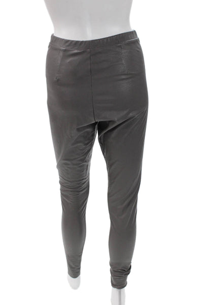 Naked Wardrobe Womens Ankle Leggings Gray Polyurethane Size M