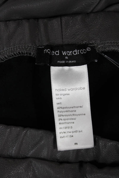 Naked Wardrobe Womens Ankle Leggings Gray Polyurethane Size M