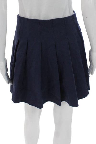 Meshki Womens Pleated Blue Tencel Skirt Short Zip Size M