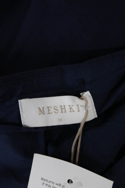 Meshki Womens Pleated Blue Tencel Skirt Short Zip Size M