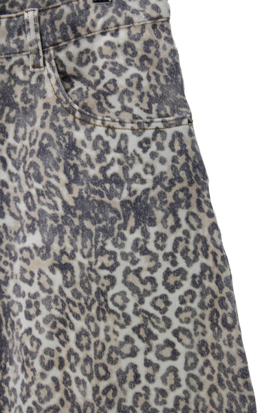Lioness Womens Multicolor Animal Print Tapered Jeans Cotton Button Size 28