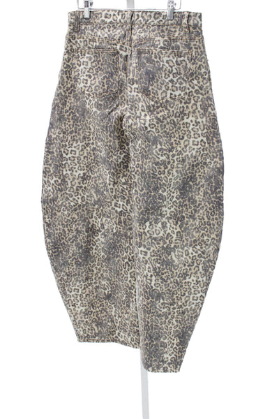 Lioness Womens Multicolor Animal Print Tapered Jeans Cotton Button Size 28