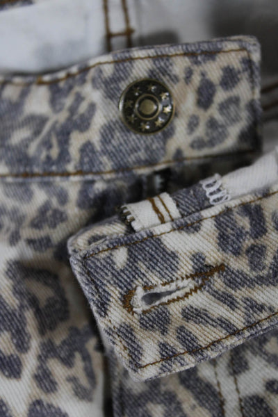 Lioness Womens Multicolor Animal Print Tapered Jeans Cotton Button Size 28