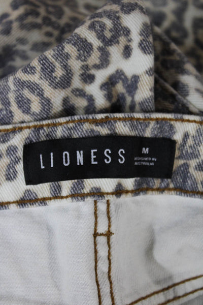 Lioness Womens Multicolor Animal Print Tapered Jeans Cotton Button Size 28