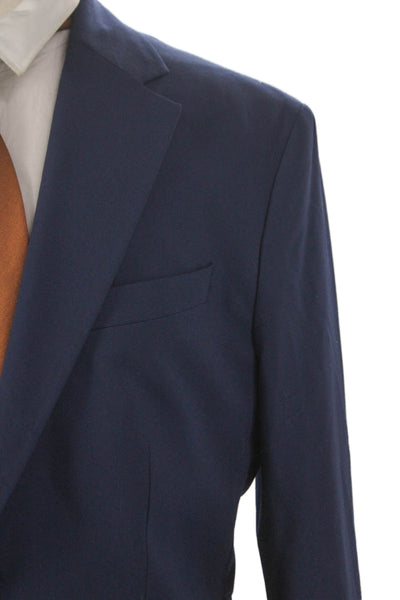 Zara Mens Blue Polyester Blazer Button Closure Size 42