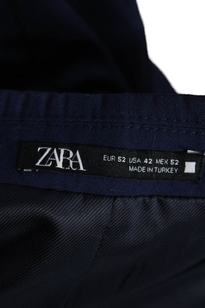Zara Mens Blue Polyester Blazer Button Closure Size 42
