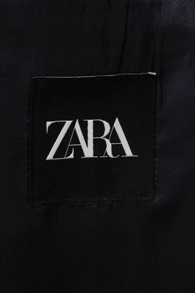 Zara Mens Blue Polyester Blazer Button Closure Size 42