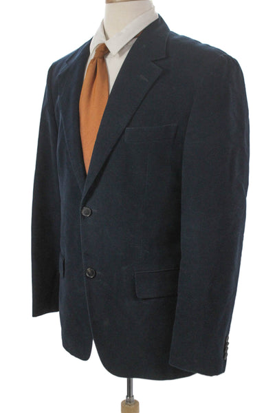 Boss Hugo Boss Men Blue Cotton Blazer Button Size 42