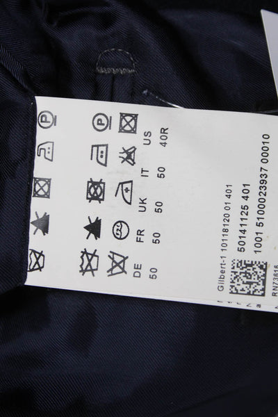 Boss Hugo Boss Men Blue Cotton Blazer Button Size 42