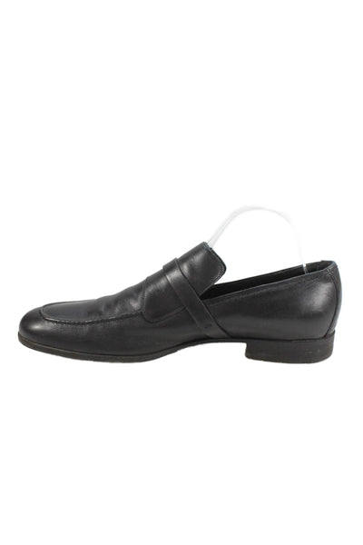 Gucci Men's Leather Gold Embellish Loafers Shoes Black Size 43