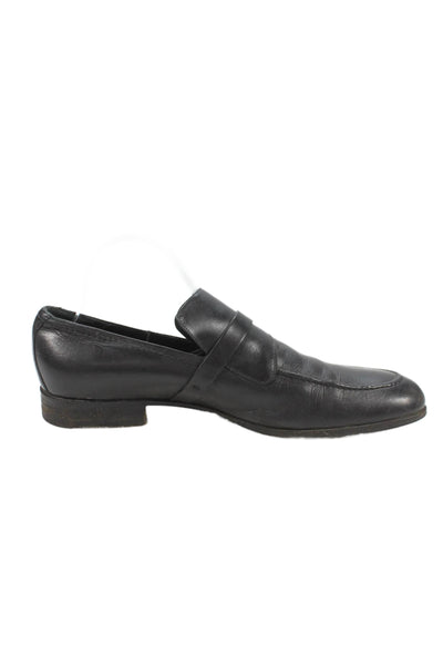 Gucci Men's Leather Gold Embellish Loafers Shoes Black Size 43