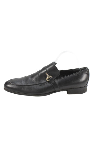 Gucci Men's Leather Gold Embellish Loafers Shoes Black Size 43