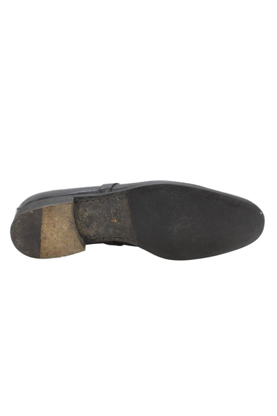Gucci Men's Leather Gold Embellish Loafers Shoes Black Size 43