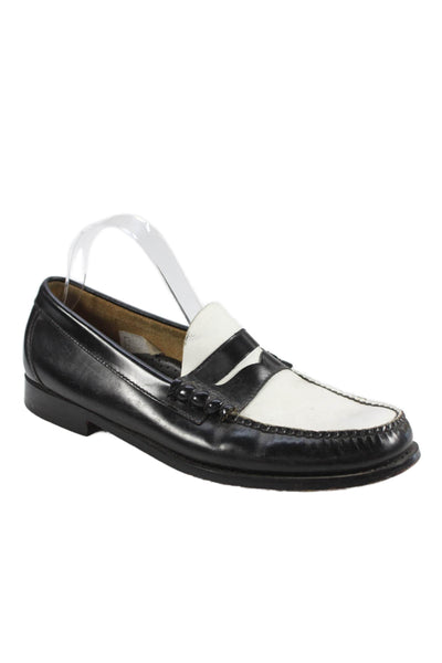 Weejuns Mens Leather Slide On Loafer Dress Shoes Black White Size 9