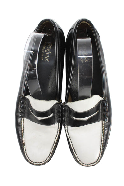 Weejuns Mens Leather Slide On Loafer Dress Shoes Black White Size 9