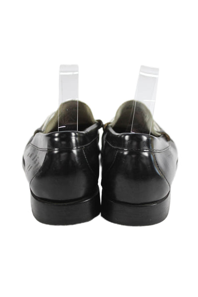 Weejuns Mens Leather Slide On Loafer Dress Shoes Black White Size 9