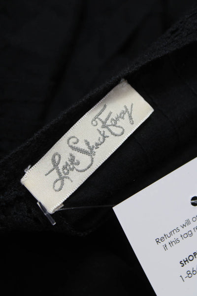 Love Shack Fancy Women Fit & Flare Dress Black Floral Cotton Long Sleeve Size S