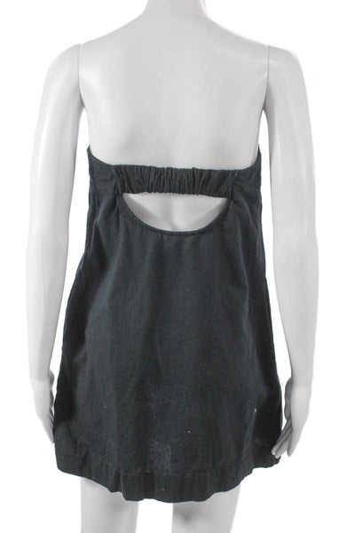 Free People Womens Black Linen Strapless Shift Dress Sleeveless Size XS