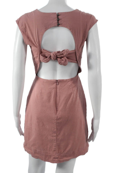 Anthropologie Womens Pink Fit & Flare Dress Cap Sleeve Button Short Size 00