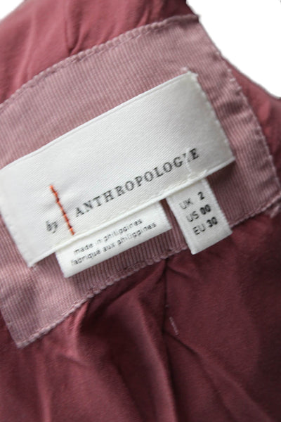 Anthropologie Womens Pink Fit & Flare Dress Cap Sleeve Button Short Size 00