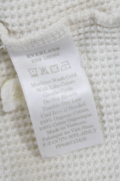 Everlane Women White Basic Henley T-Shirt Organic Cotton Long Sleeve Size S