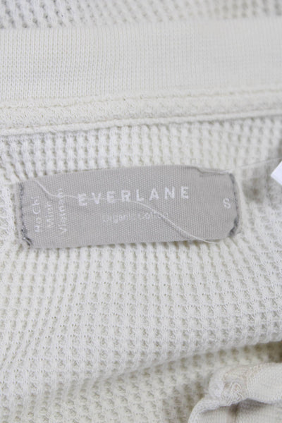 Everlane Women White Basic Henley T-Shirt Organic Cotton Long Sleeve Size S