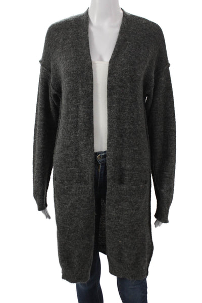 Anthropologie Womens Cardigan Sweater Gray V Neck Long Sleeve Acrylic Size XS