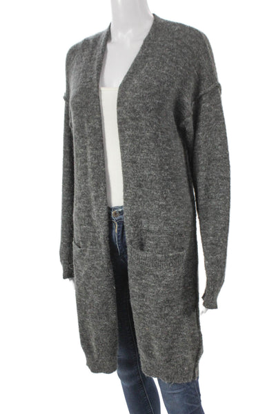 Anthropologie Womens Cardigan Sweater Gray V Neck Long Sleeve Acrylic Size XS