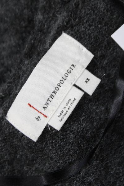 Anthropologie Womens Cardigan Sweater Gray V Neck Long Sleeve Acrylic Size XS