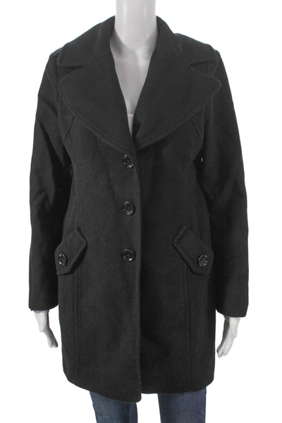 Michael Michael Kors Womens Black Pea Coat Wool Cashmere Blend Size 8