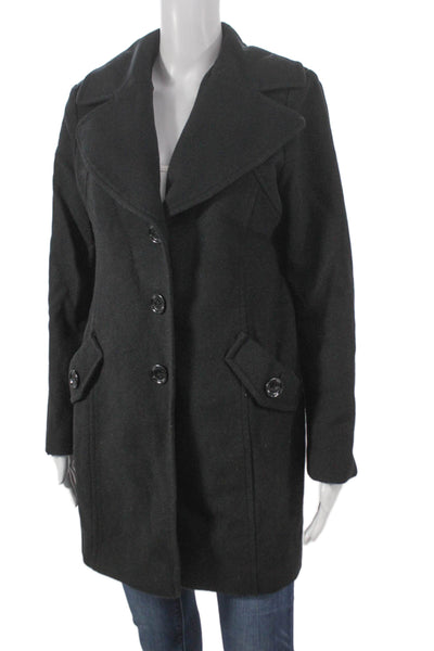 Michael Michael Kors Womens Black Pea Coat Wool Cashmere Blend Size 8