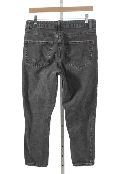 Zara Women Mom Jeans Gray Mid Rise 25in 100% Cotton Size 30
