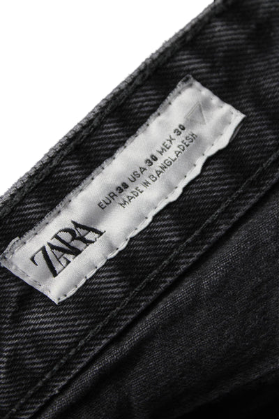 Zara Women Mom Jeans Gray Mid Rise 25in 100% Cotton Size 30
