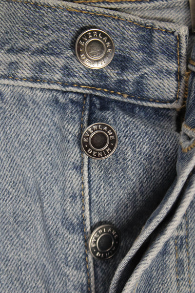 Everlane Womens Cropped Mid Rise Jeans Blue Button Size 26