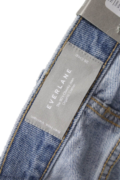Everlane Womens Cropped Mid Rise Jeans Blue Button Size 26