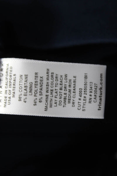 Trina Turk Womens Ankle Pants Blue Cotton Zip Size 0