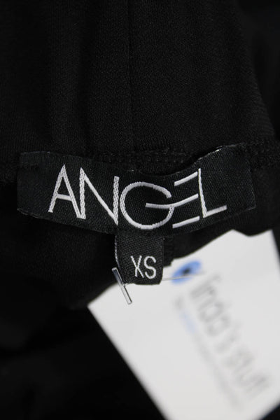 Angel Womens Sweatpants Black Polyester Drawstring Size XS