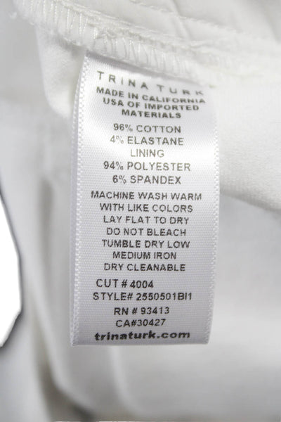 Trina Turk Women Ankle Pants White Cotton Zip Size 00