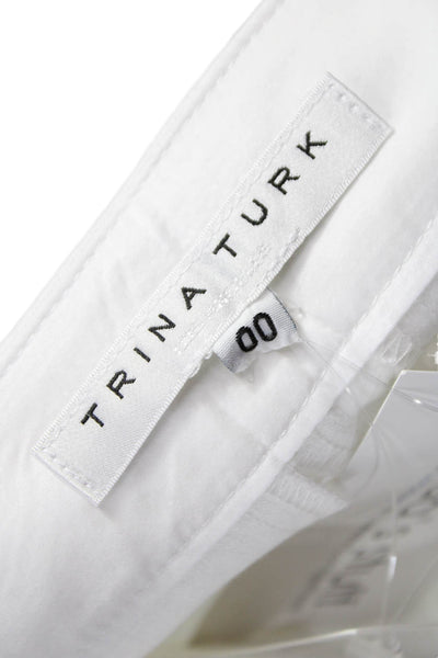 Trina Turk Women Ankle Pants White Cotton Zip Size 00