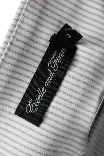 Estelle & Finn Womens Beige Cropped Pants Rayon Blend Striped Pull On Size 2