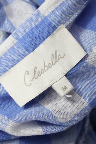 Cleobella Womens Basic V Neck Check Organic Cotton Blouse Sleeveless Size M