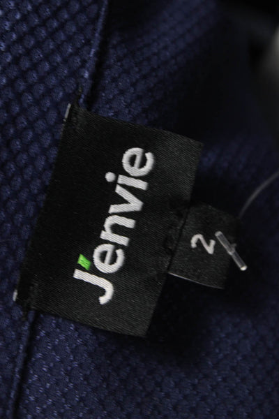 J Envie Women Basic Jacket Blue Geometric Long Sleeve Button Size 2