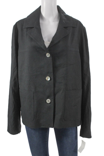 Estelle & Finn Womens Basic Linen Jacket Black Button Size 16