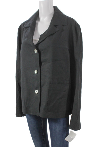 Estelle & Finn Womens Basic Linen Jacket Black Button Size 16
