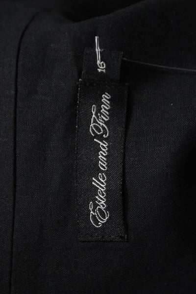 Estelle & Finn Womens Basic Linen Jacket Black Button Size 16
