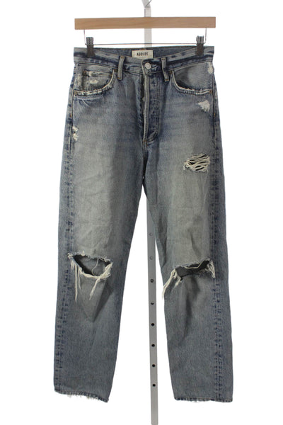 Agolde Women Straight High Rise Blue Jeans 28 Inseam 100% Cotton Size 24